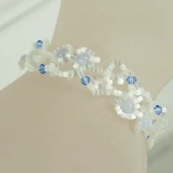 Bracelet S Gold filled 14K - Arabesque Chalcedony-Satin white - Bracelet S Gold filled 14K - Gold filled 14K
